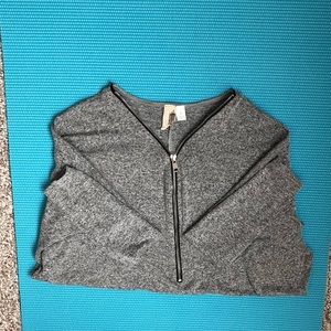 Grey Zipped V-neck Top